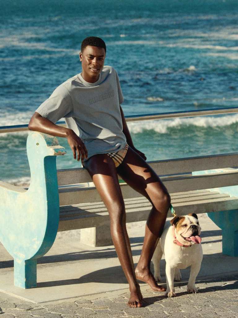 Burberry outdoor swimming pool summer scene UK