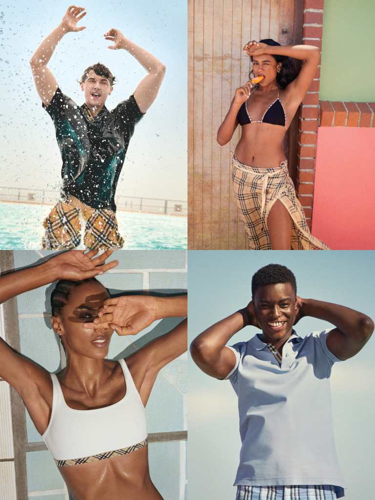 Burberry outdoor swimming pool summer scene UK